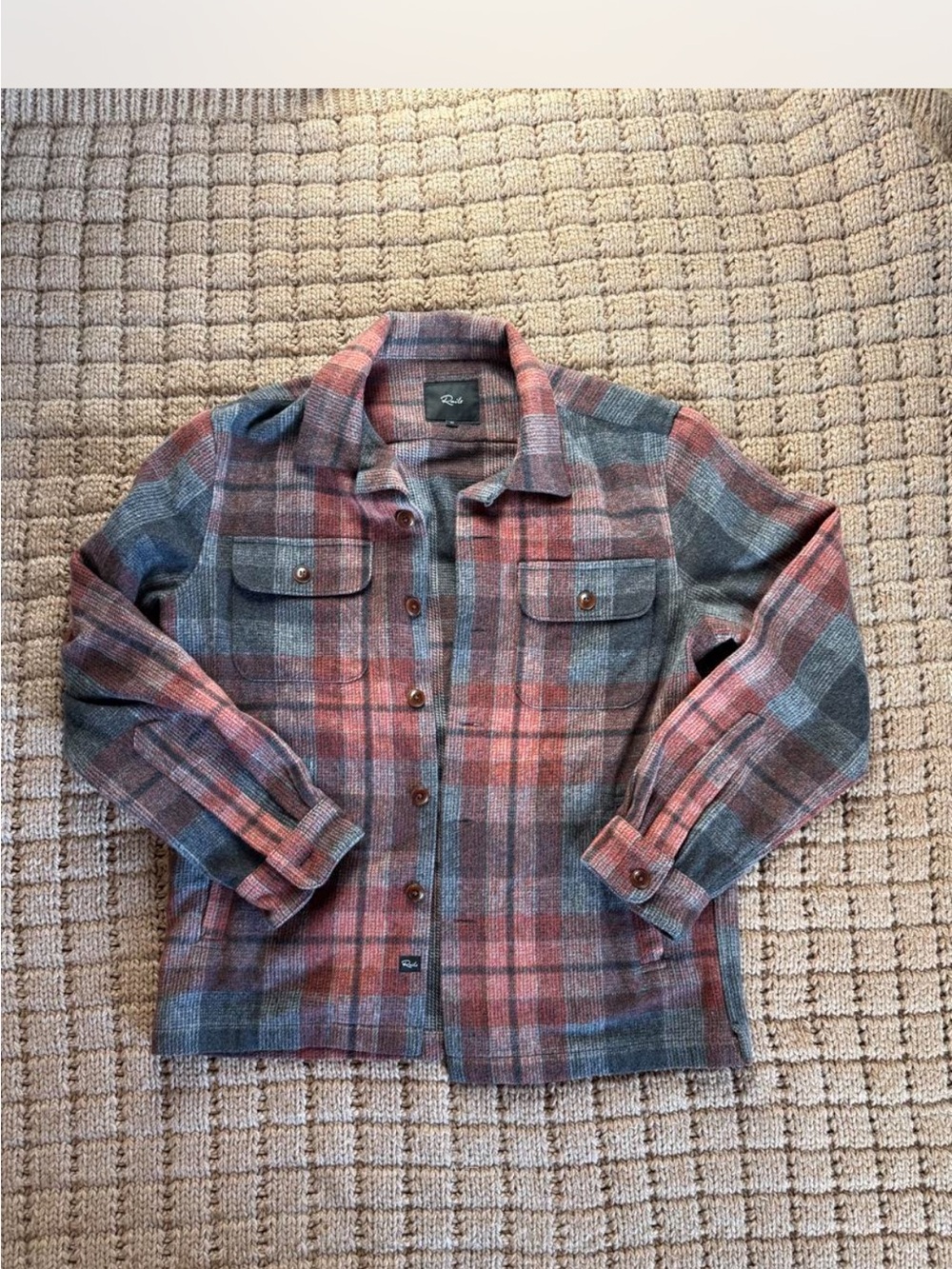 Women’s Rails Plaid Jacket in Rust and Gray in Size M